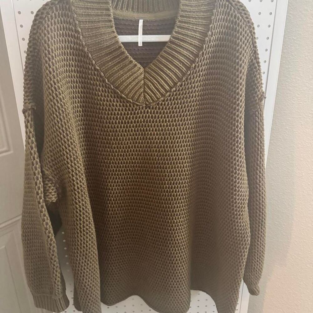 Free People Maisie Sweater Olive Fudge Combo Medium